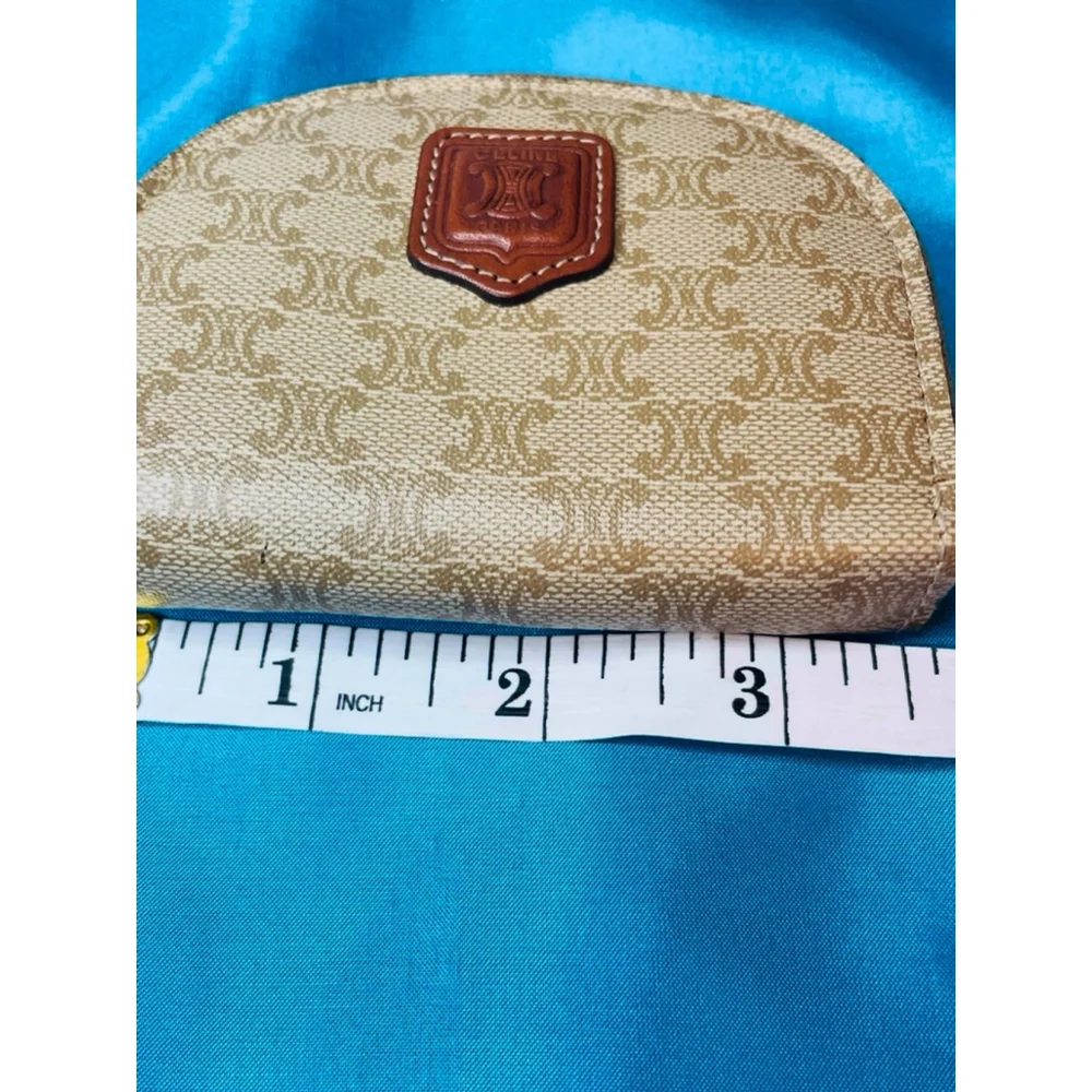 Celine Coin Purse Small Mini Bag Tan & Beige Zip EUC - Picture 2 of 11